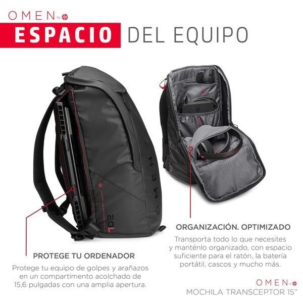 HP OMEN Transceptor 15.6-inch Backpack, black - Image 6