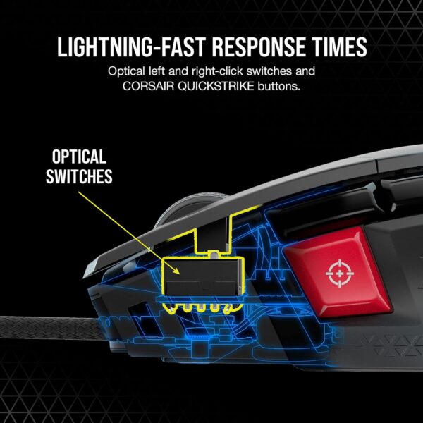 Corsair M65 RGB Ultra Tunable FPS Gaming Mouse Marksman 26,000 DPI Optical Sensor, Optical Switches, AXON Hyper-Processing Technology, Sensor Fusion Control, Tunable Weight System - Black - Image 4