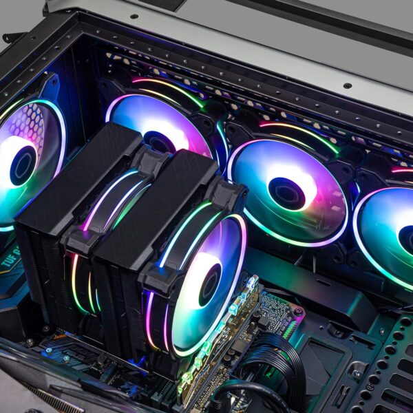 Cooler Master Master Fan MF120 Halo² 3in1 PC Case Air Cooler Fan, Dual Loop Gen 2 ARGB LEDs Rings, Dynamic PWM 120mm 2,050 RPM, Air Balance Blades, Hybrid Frame - Image 4