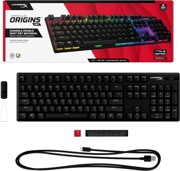 HyperX Alloy Origins PBT - Mechanical Gaming Keyboard, PBT Keycaps, RGB lighting, Compact, Aluminum Body, Customizable with HyperX NGENUITY, Onboard Memory - HyperX Tactile Aqua Switch - Image 13