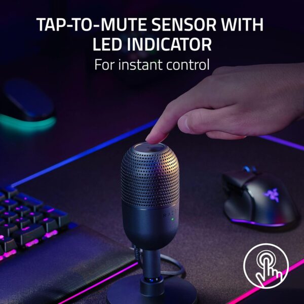 Razer Seiren V3 Mini USB Microphone: Condenser Mic - Supercardioid Pickup Pattern - Tap-to-Mute Sensor with LED Indicator - Shock Absorber - Ultra Compact - PC, Discord, OBS Studio, XSplit - Black - Image 5