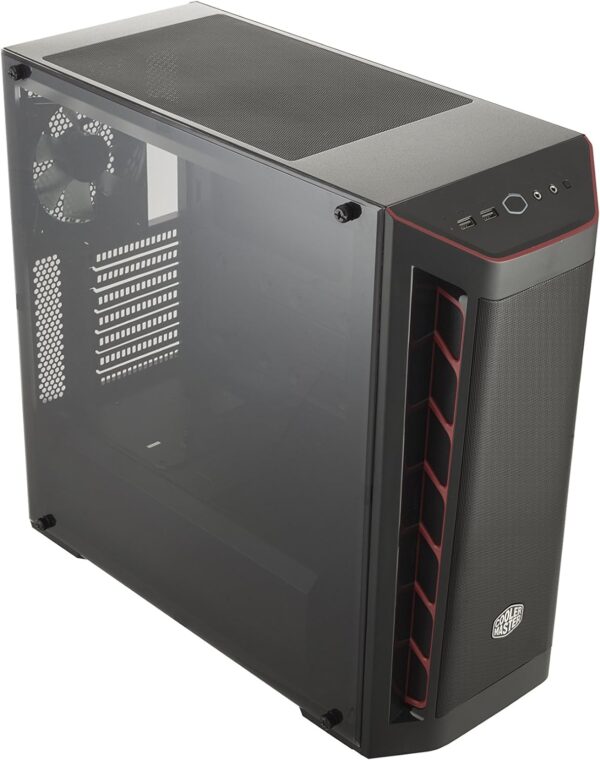 Cooler Master MasterBox MB511 ATX Mid-Tower with Front Mesh Ventilation, Front Side Red Accent Mesh Intake & Transparent Acrylic Side Panel , Black - Image 14