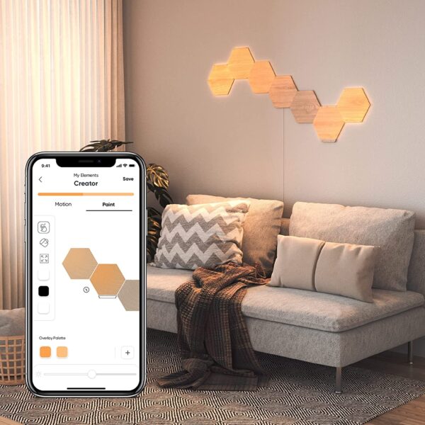 Nanoleaf Elements - Wood Look Hexagons Smarter Kit (7 Panels) - Image 4