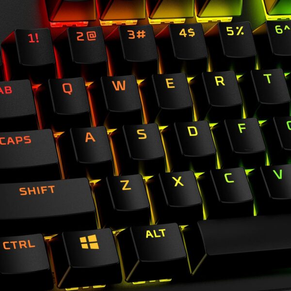 HyperX PBT Keycaps – Full Key Set, Double Shot PBT Material, English (US) Layout, 104 Keys – Black - Image 2