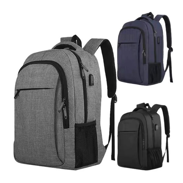 Navy-Blue Laptop Backpack USB Charging Port - Water Resistant -  STORAGE SPACE & Organized POCKETS  - Fits 15.6 Inch Notebook - For Travel College School - Image 6