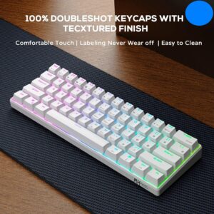 RK ROYAL KLUDGE RK61 61 Keys Mechanical Keyboard , 3 Connection Modes USB-2.4Ghz/Bluetooth/Wired/ Wireless - RGB Hot Swappable Blue Switch Gaming Keyboard - Arabic / English - White