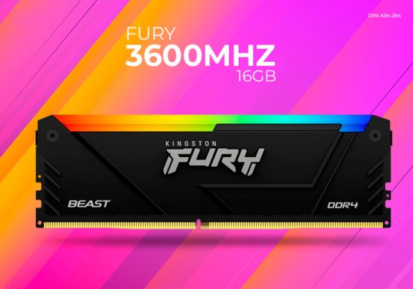 Ram Kingston Fury 16GB Beast 3600MT/s DDR4 CL18 Desktop Memory Single Module | Intel XMP | AMD Ryzen | Plug n Play | RGB Infrared Syncing | KF436C18BB2A/16