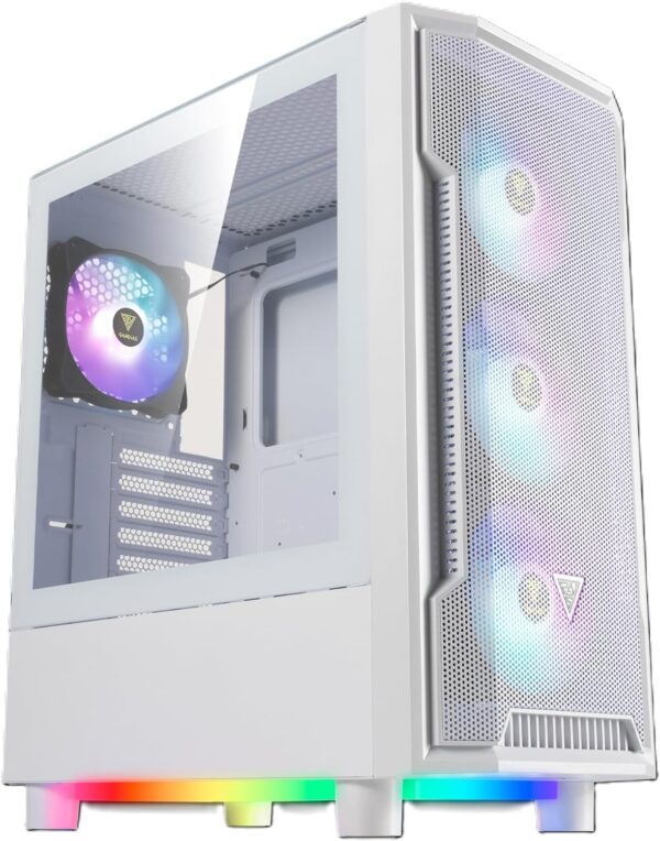 GAMDIAS ATHENA M6 LITE  , ATX Mid Tower Gaming Case with Side Tempered Glass, 4X 120mm ARGB Case Fans , Magnetic Dust Filter - WHITE