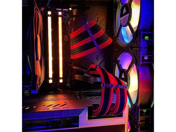 Cooler Master Red & Black Black Red PSU Sleeved Cable, PC Power Supply Cable Extensions Kit with Combs, 18AWG 24 Pin ATX, 8 to 4+4 Pin EPS, Dual 8 to 6+2 Pin PCIE, 6 Pin PCIE, 30CM - Image 7