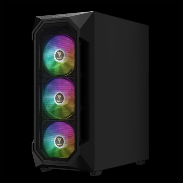 GAMDIAS AURA GC1 ELITE , Mesh RGB Mid-tower GAMING CASE , 4 Built-in 120mm RGB Fans , up to ATX motherboards , Tempered Glass Window - BLACK - Image 5