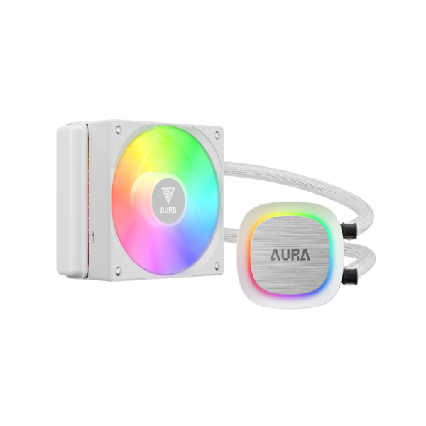 Gamdias Aura GL-120 V2 | Liquid CPU Cooler | RGB Stream Lighting | Hydraulic Bearing PWM Fan |  COMPATIBLE INTEL & RYZRN | Pump up to 2700 RPM - WHITE