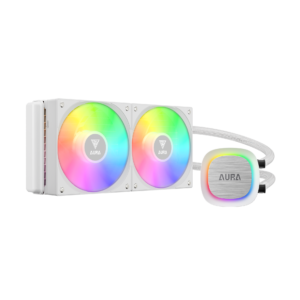 GAMDIAS AURA GL240 V2 Liquid CPU Cooler, RGB 240 Radiator, 2 x 120mm PWM Fans, Mirror Style Pump for Intel/AMD Ryzen - WHITE