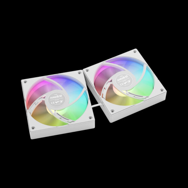 GAMDIAS AURA GL240 V2 Liquid CPU Cooler, RGB 240 Radiator, 2 x 120mm PWM Fans, Mirror Style Pump for Intel/AMD Ryzen - WHITE - Image 3
