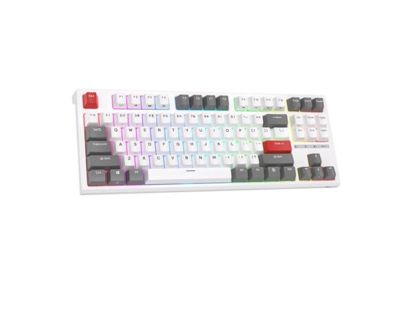 RK ROYAL KLUDGE R87 Wired Mechanical Keyboard Tenkeyless TKL 87 Key RGB Backlit Hot-swappable Gamer Keyboard Customized Keycaps with Dust Cover Brown Switch - White - Image 14