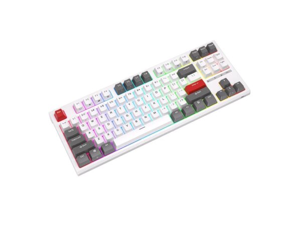 RK ROYAL KLUDGE R87 Wired Mechanical Keyboard Tenkeyless TKL 87 Key RGB Backlit Hot-swappable Gamer Keyboard Customized Keycaps with Dust Cover Brown Switch - White - Image 11