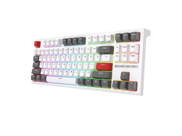 RK ROYAL KLUDGE R87 Wired Mechanical Keyboard Tenkeyless TKL 87 Key RGB Backlit Hot-swappable Gamer Keyboard Customized Keycaps with Dust Cover Brown Switch - White - Image 12