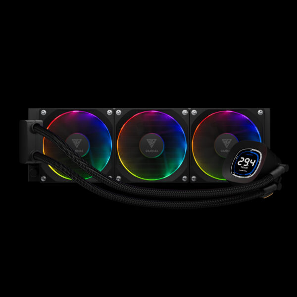 Gamdias CHIONE M4-360 CPU Liquid Cooler, 3X 120mm ARGB PWM Fans, RGB Sync with motherboards, Rotatable 2.1" LCD Displays - BLACK - Image 7