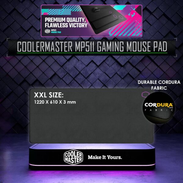Cooler Master MP511 XXL Gaming Mouse Pad with Splash-Resistant,Durable Cordura Fabric, Anti-Slip Rubber Base for Gaming Mouse |XXL Size: 1220 x 610 x 3 mm 