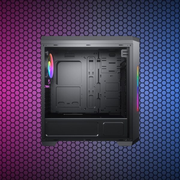 COUGAR MX331-T GAMING MID TOWER ARGB CASE TEMPERED GLASS SIDE PANEL , 3 Built in ARGB strips ,  Adjustable Fan Speed Controller , 4 USB Ports ,Pre-installed ARGB Fan BLACK - Image 13