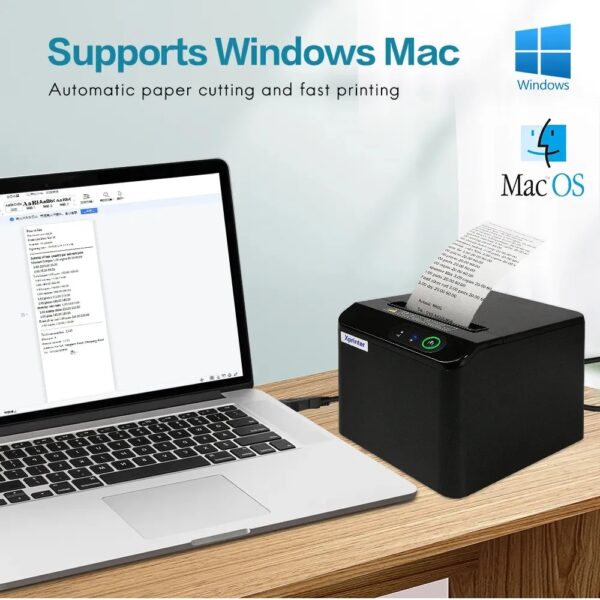 Thermal Receipt Bill Printer 80mm POS Printer, USB Receipt Printers with Auto Cutter Support Cash Drawer, USB + Ethernet Interface for Windows & Mac - Image 5