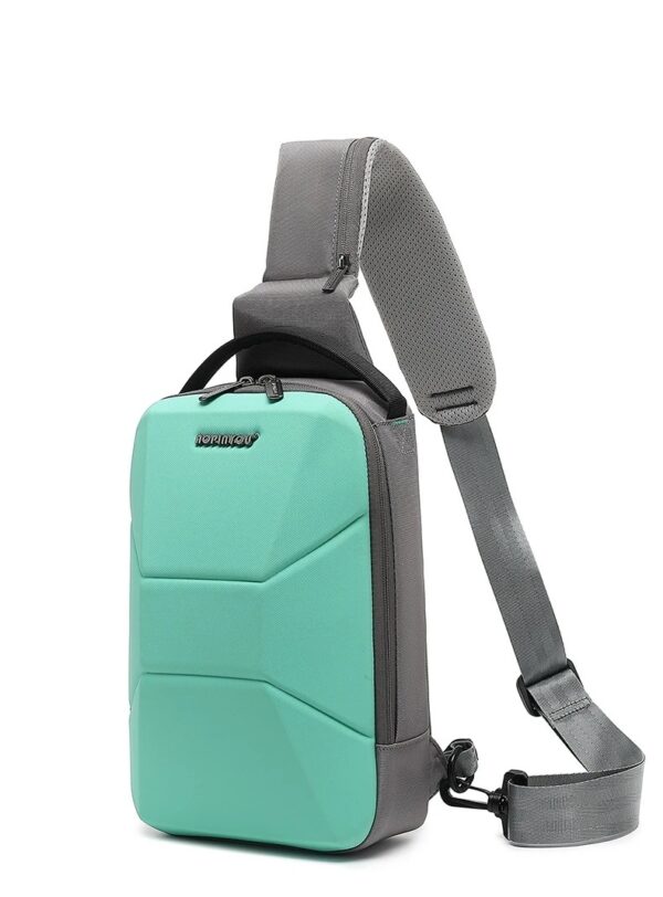 Chest Bag Casual for 7.9 inch iPad , Practical Anti-theft Safety Crossbody Style , USB Port , Water-resistant , Multifunctional Pocket Sling Bag - Heavy Duty - GREEN & GREY