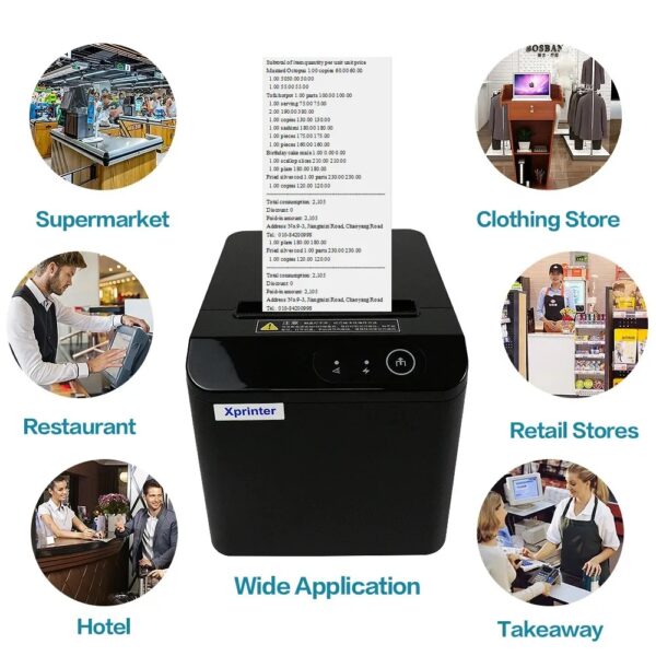 Thermal Receipt Bill Printer 80mm POS Printer, USB Receipt Printers with Auto Cutter Support Cash Drawer, USB + Ethernet Interface for Windows & Mac - Image 4