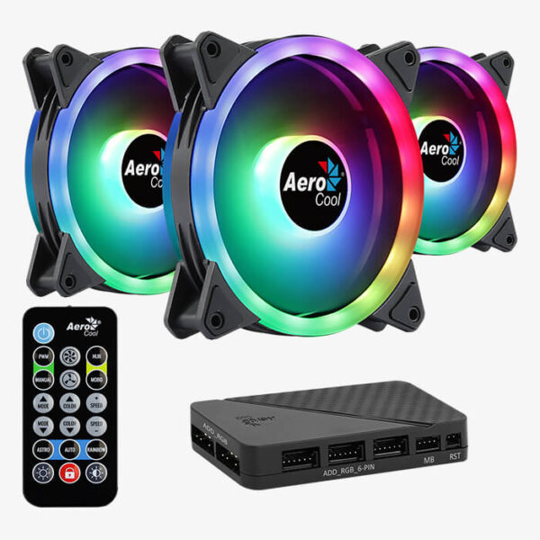 AEROCOOL DUO 12 PRO ARGB 3xFANS 1xH66F HUN 1xREMOTE CONTROL
