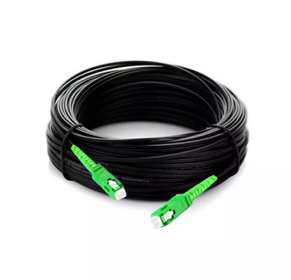 50 Meter Simplex Fiber Cable SC APC to SC APC  | Single Mode 3mm | Fiber Drop Cable 9/125um Fiber Patch Cord FTTH Drop Cable - Steel Wire Black LSZH Jacket - Image 4