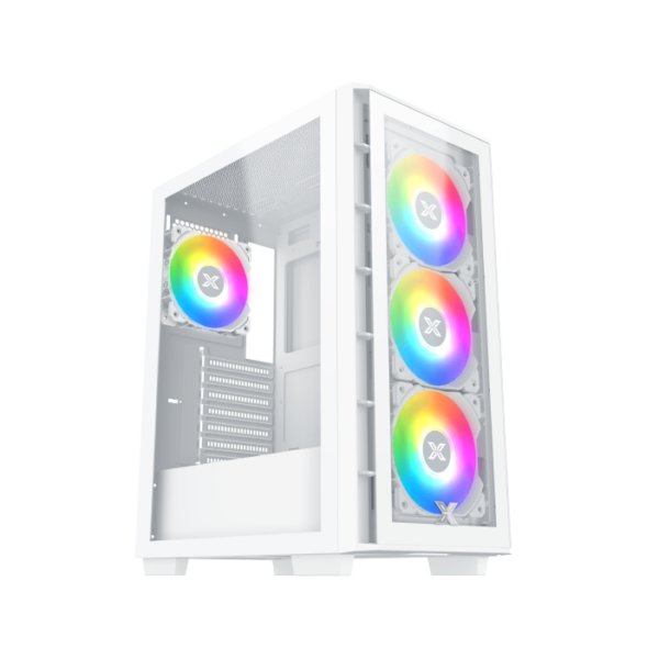 Xigmatek Elite One Arctic ATX Mid Tower Gaming PC Case w/FRONT PANEL TEMPERED GLASS , Support Up to 320mm GPU & up to 6 Fans ; Prebuilt 4 X 120mm RGB Case Fans, EFFECTIVE HEAT DISSIPATION  - WHITE  - Image 18