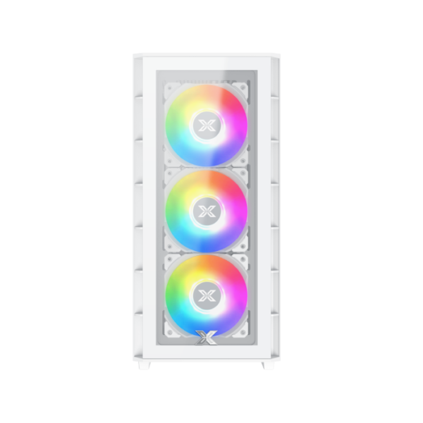 Xigmatek Elite One Arctic ATX Mid Tower Gaming PC Case w/FRONT PANEL TEMPERED GLASS , Support Up to 320mm GPU & up to 6 Fans ; Prebuilt 4 X 120mm RGB Case Fans, EFFECTIVE HEAT DISSIPATION  - WHITE  - Image 15