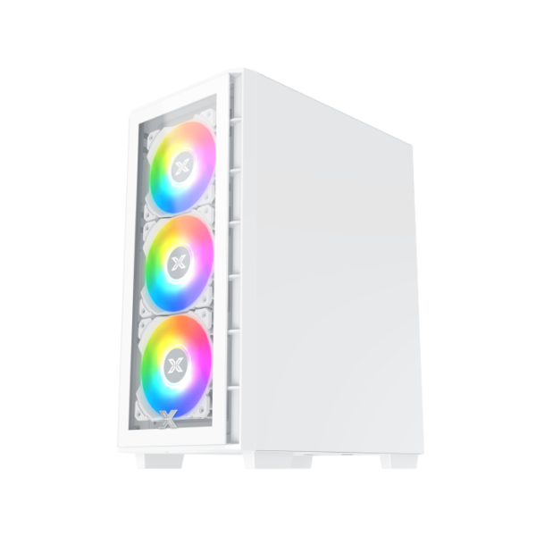 Xigmatek Elite One Arctic ATX Mid Tower Gaming PC Case w/FRONT PANEL TEMPERED GLASS , Support Up to 320mm GPU & up to 6 Fans ; Prebuilt 4 X 120mm RGB Case Fans, EFFECTIVE HEAT DISSIPATION  - WHITE  - Image 13