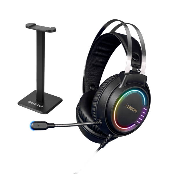 GAMDIAS EROS M3 ELITE WIRED BLACK HEADSET + STAND