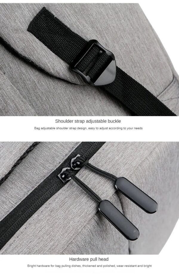 Slim Multifunctional Laptop Backpack - Waterproof - Recharge USB Port  - Shock Protection for Electronics - Inner Pocket Compartments Practical for Business Travel , University & School - Grey - Image 19