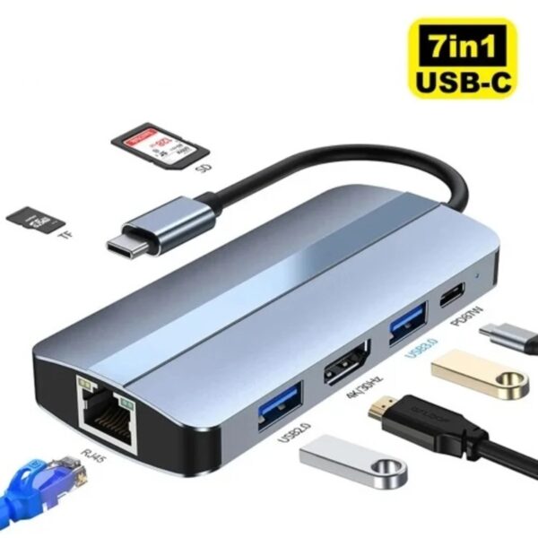 Docking Station Multifunctional 7-in-1 4K HDMI Docking Station Gigabit Ethernet  Type-c Hub to USB3.0+USB2.0+SD+TF+RJ45(100Mbps)+HDMI+PD 87W   - Image 4