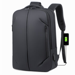 Black Laptop Backpack – Accommodates Up to 15.6″ Laptops & Tablets – Waterproof – Heavily Padded for Sensitive Electronics Protection –  USB Charging Port – Inner Pockets - 30*12*43cm – Luggage Strap -Multifunctional for University , School , Travel 