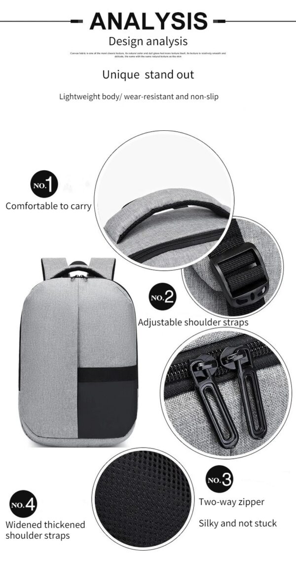 Laptop Backpack - Holds up to 15.6" Laptops & Tablets - Waterproof - Ergonomic Softback - Electronics Impact Protection - Oxford Material - Suitable for University , Collage , School - GREY - Image 4