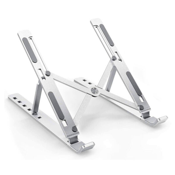 Ultra Compact Laptop Riser Stand | 6 Levels of Height Adjustable Portable Laptop Holder for Desk | Aluminum Foldable Laptop Riser, Compatible with  ALL Laptops up to 17.3 Inch Size | Silver - Image 12