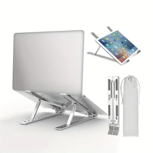 Ultra Compact Laptop Riser Stand | 6 Levels of Height Adjustable Portable Laptop Holder for Desk | Aluminum Foldable Laptop Riser, Compatible with  ALL Laptops up to 17.3 Inch Size | Silver - Image 10