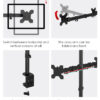M053 Extendable Desk Three Monitor Stand Arm Bracket 17-27 INCH - Image 3