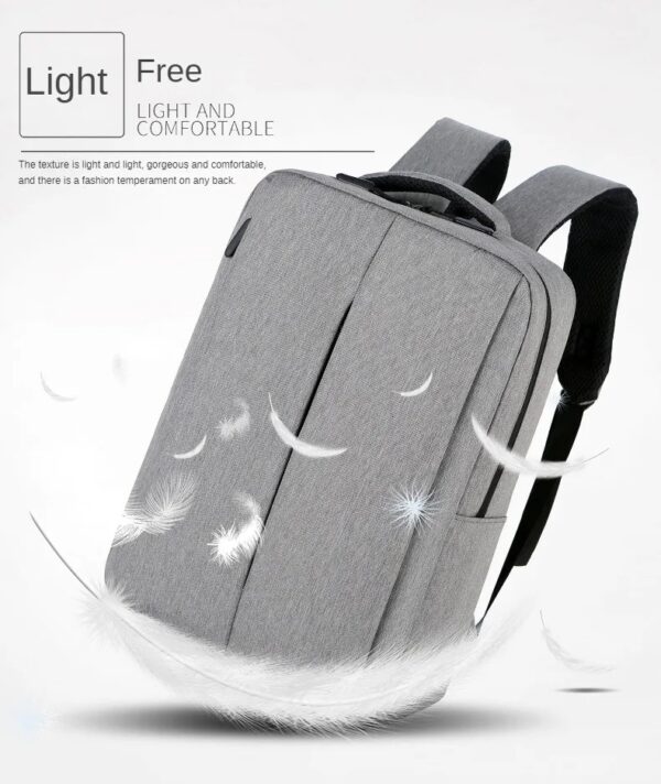 Slim Multifunctional Laptop Backpack - Waterproof - Recharge USB Port  - Shock Protection for Electronics - Inner Pocket Compartments Practical for Business Travel , University & School - Grey - Image 5