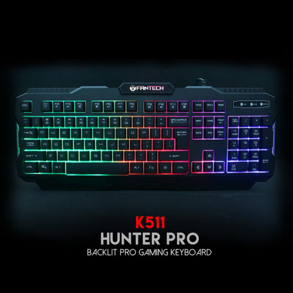 FANTECH K511 Hunter Pro Gaming Keyboard - one mode RGB Rainbow BACKLIT  - 12 keys Media Keys - 19 Keys Anti-Ghosting - SUPPORTS Windows Vista, Win7/8/10, Mac OS X 10.5 or later, Linux, Chrome OS - Image 12