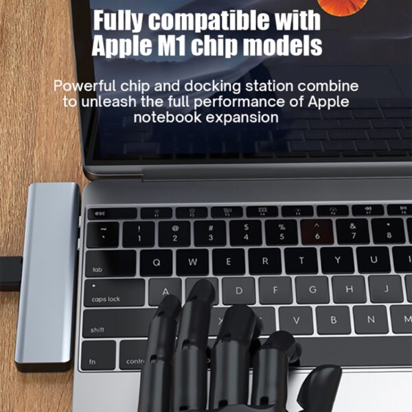 CONVERTER 7 IN 1 DUAL TYPE-C TO PD ; USB3.0 ; USB2.0 ; HDMI ; USB-C ; SD ; TF ; PD Hub Adapter / Dual Type C Aluminum USB Hub For Macbook - Image 6