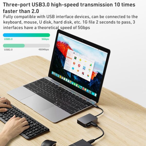 5 in 1 USB-C / Type-C to USB3.0 & Type-C Multifunctional Docking Station HUB Adapter - High Speed Transmission - (Dark Grey) BYL-2316 - Image 3