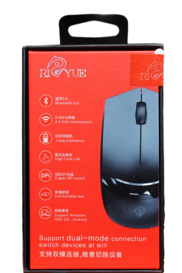 π 12 Bluetooth Mouse - DUAL WIRELESS CONNECTIVITY 2.4GHz + Bluetooth V5.0 - BLACK - Image 3