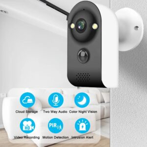 mouschi S-Eight Security CCTV Surveillance IP Camera  - WIFI Camera 2 Mega Pixels Clarity - 120° Wide Angle - PIR Motion Detection - Night vision - Two Way Audio - Supports TF card & Cloud Storage