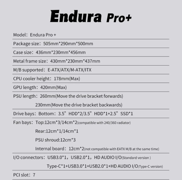 Segotep Endura Pro+ PC Gaming Case (E-ATX / ATX / M-ATX / ITX Supported) 436mm*230mm*456mm , Tempered Glass , Supports up to 360mm radiators , No Build-in Fans - Black - Image 9