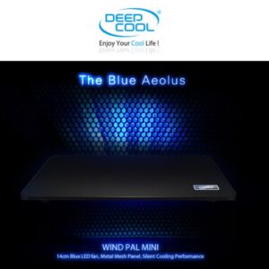 DEEPCOOL Wind PAL Mini Notebook Cooling Pad | 140mm Blue LED Fan, Metal Mesh Panel, Compatible with 39.62 cm (15.6") notebooks and Below - 340X250X25mm