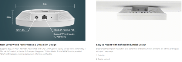 TP-Link EAP610 Ultra-Slim Wireless Access Point for Business | Omada True Wi-Fi 6 AX1800 | DC Adapter Included | Mesh, Seamless Roaming, WPA3, MU-MIMO | Remote & App Control | PoE+ Powered - Image 13