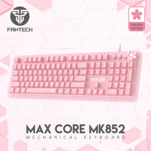 FANTECH MK852 MAX CORE SAKURA EDITION MECHANICAL GAMING KEYBOARD - Anti-Ghosting - Multi Function Scroll Knob , 20 Modes RGB Gradient Illumination - SOFTWARE PERSONALISATION - PINK