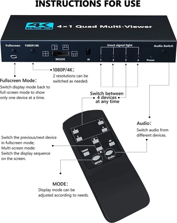 HDMI SMART PLUS 4x1 4K QUAD MULTI-VIEWER - Image 4